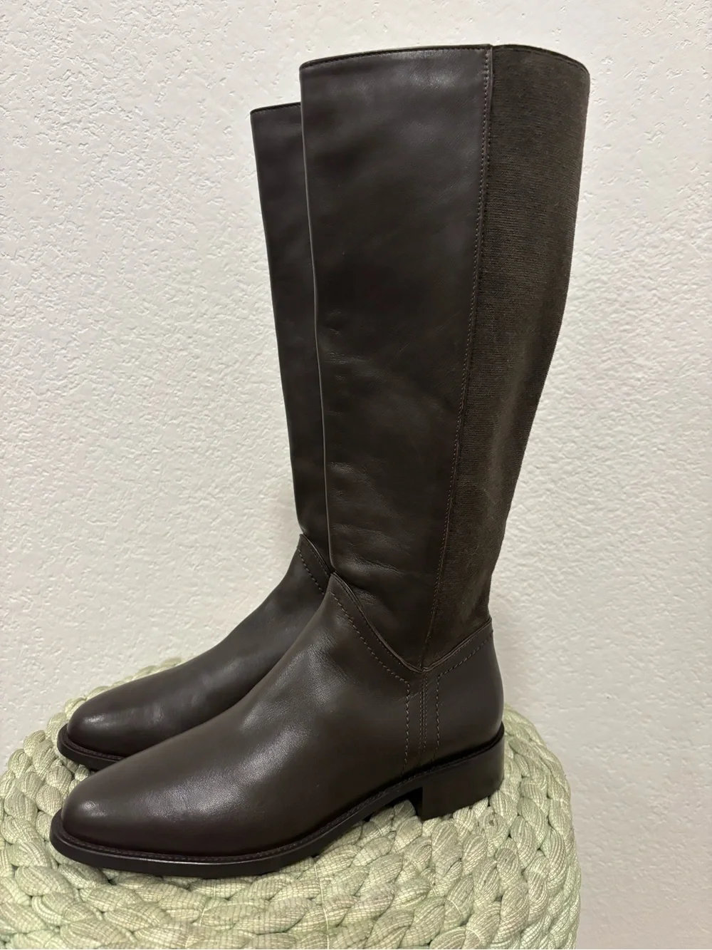 Aquatalia Ricarda Chocolate Brown Leather Tall Riding Boots Size 8